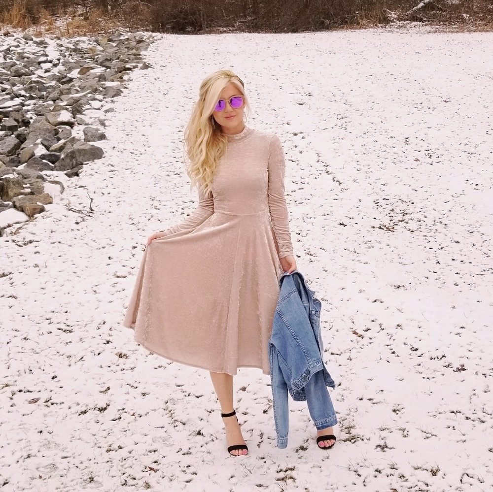 Champagne Velvet Dress